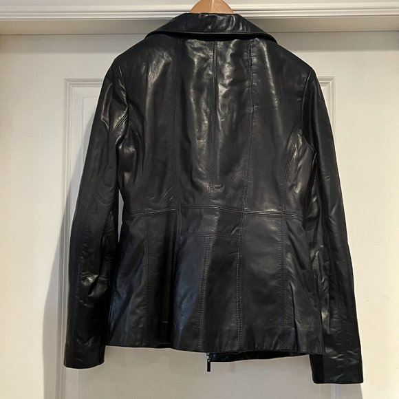 Cole Haan 100% Lambskin Black Leather Jacket - EUC, Size Medium - Picture 3 of 11